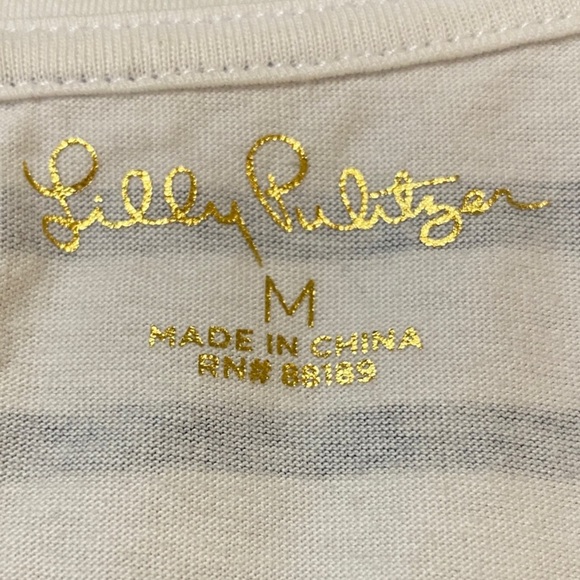 Lilly Pulitzer Black/White Striped With Blue Wave Hem Mini Dress - Medium - Picture 3 of 8